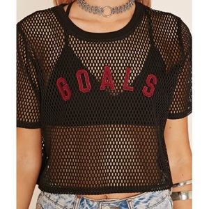 FOREVER 21 “GOALS” Open Mesh Tee